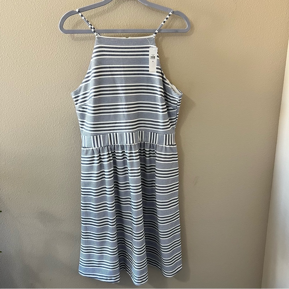 NWT Banana Republic Factory A Line Dress Ivory Blue Stripe Womens 8 Summer